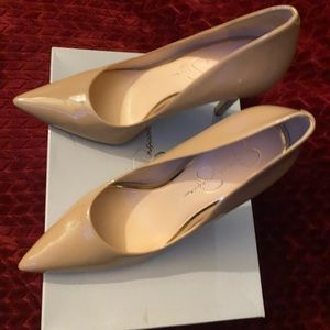 Tan patent leather pumps!